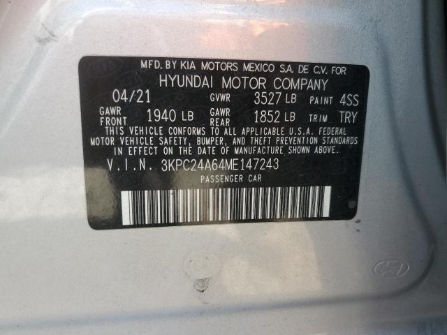 2021 Hyundai Accent Se VIN: 3KPC24A64ME147243 Lot: 57577414