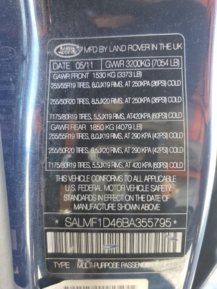 SALMF1D46BA355795 2011 Land Rover Range Rover Hse Luxury