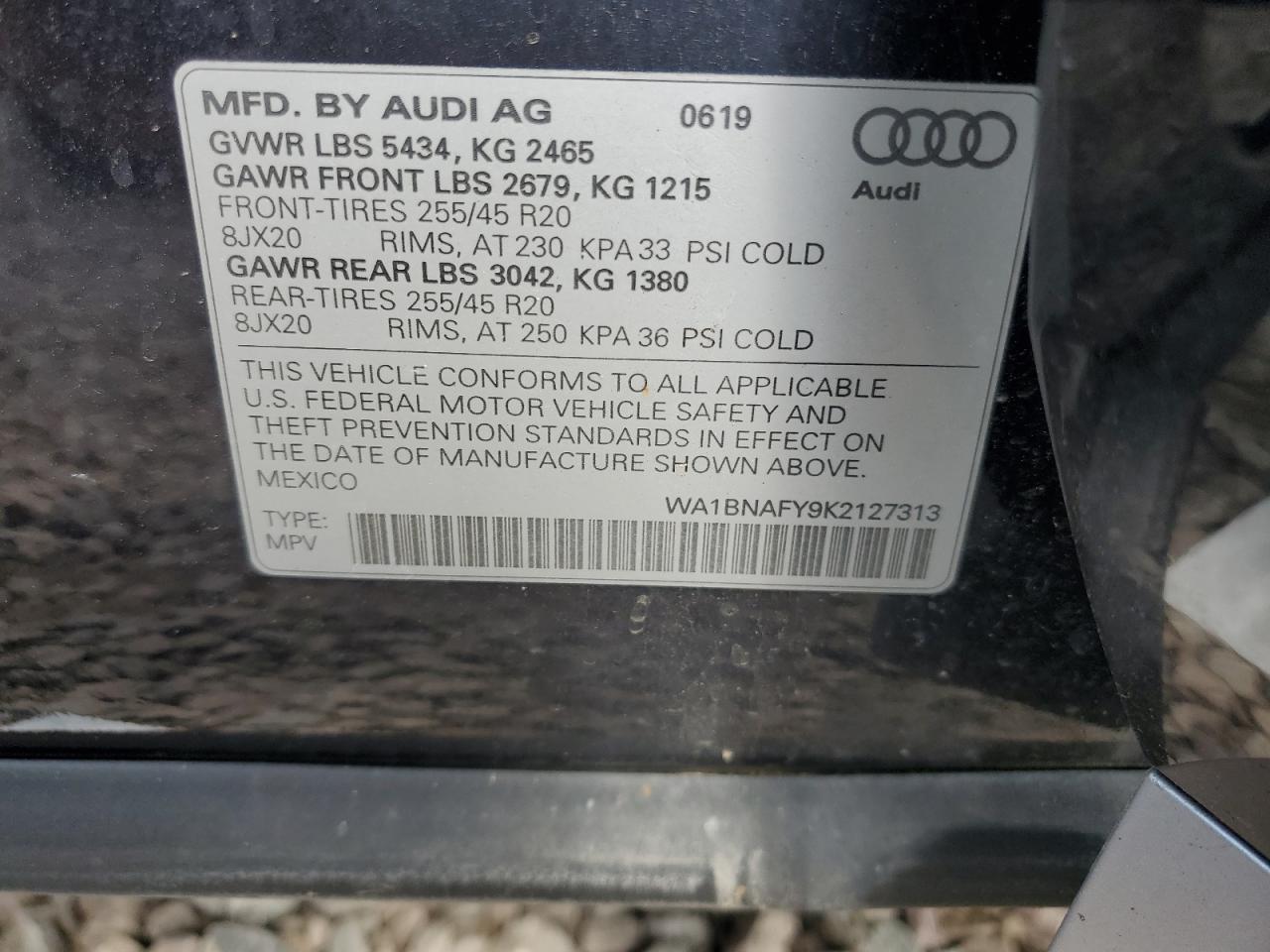 WA1BNAFY9K2127313 2019 Audi Q5 Premium Plus