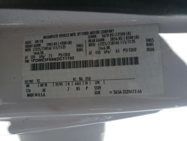 2019 Ford Econoline E350 Super Duty Cutaway Van VIN: 1FDWE3F69KDC11102 Lot: 57601994