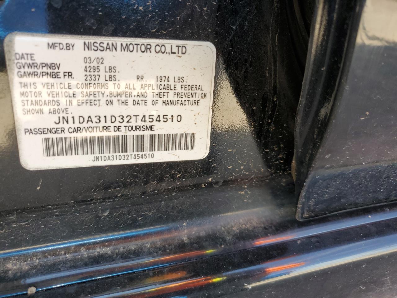 JN1DA31D32T454510 2002 Nissan Maxima Gle