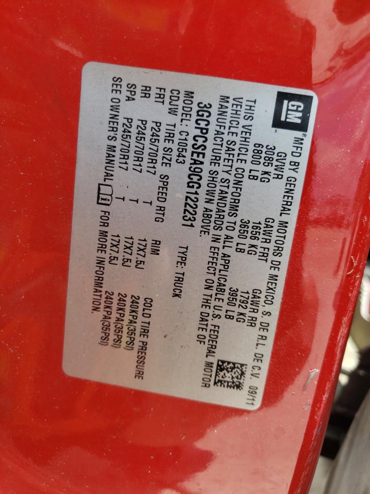 3GCPCSEA9CG122231 2012 Chevrolet Silverado C1500 Lt