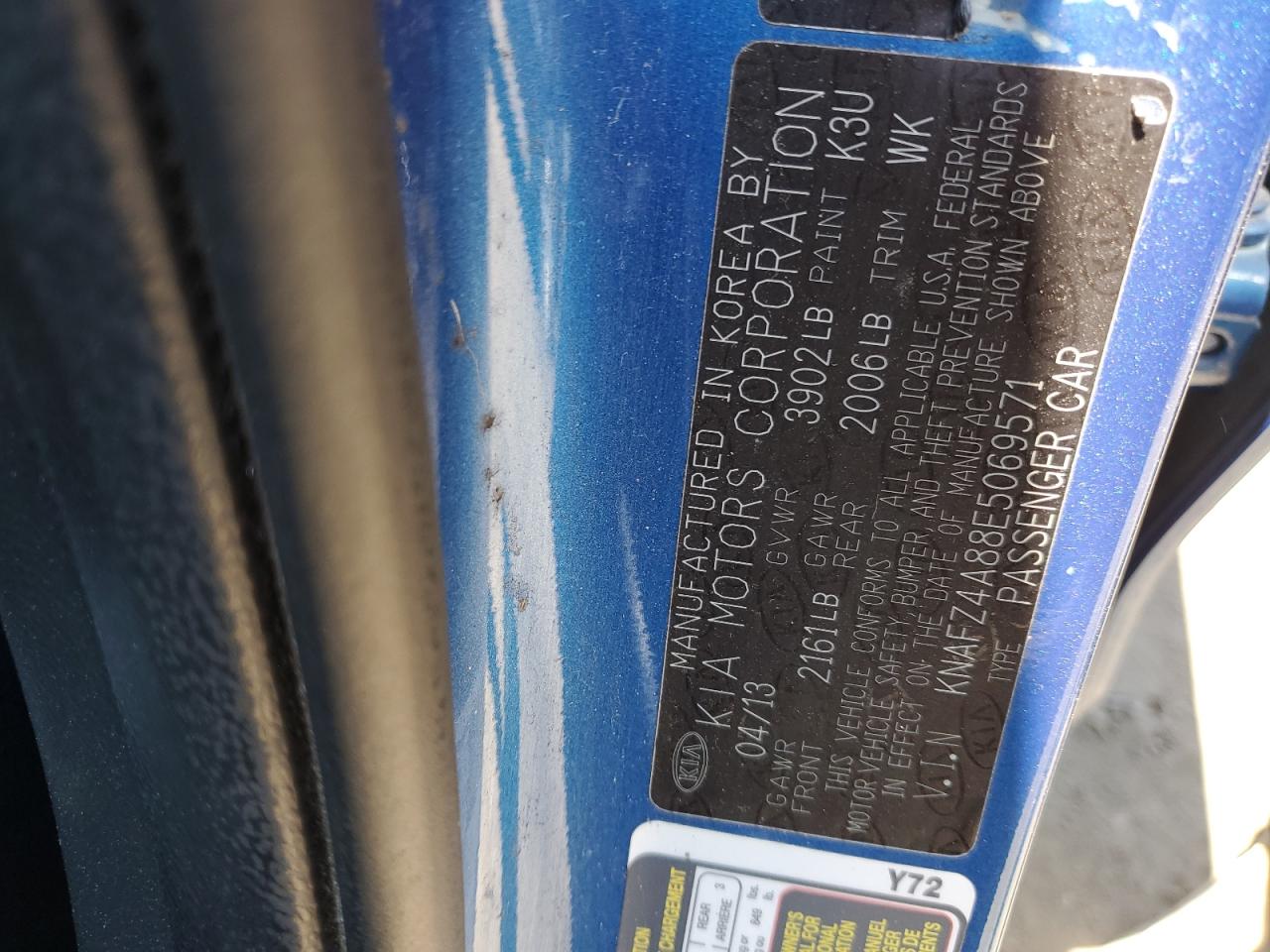 KNAFZ4A88E5069571 2014 Kia Forte Ex