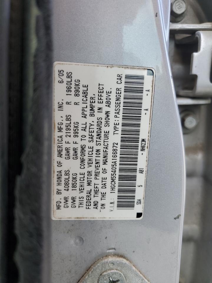 1HGCM55405A166872 2005 Honda Accord Lx