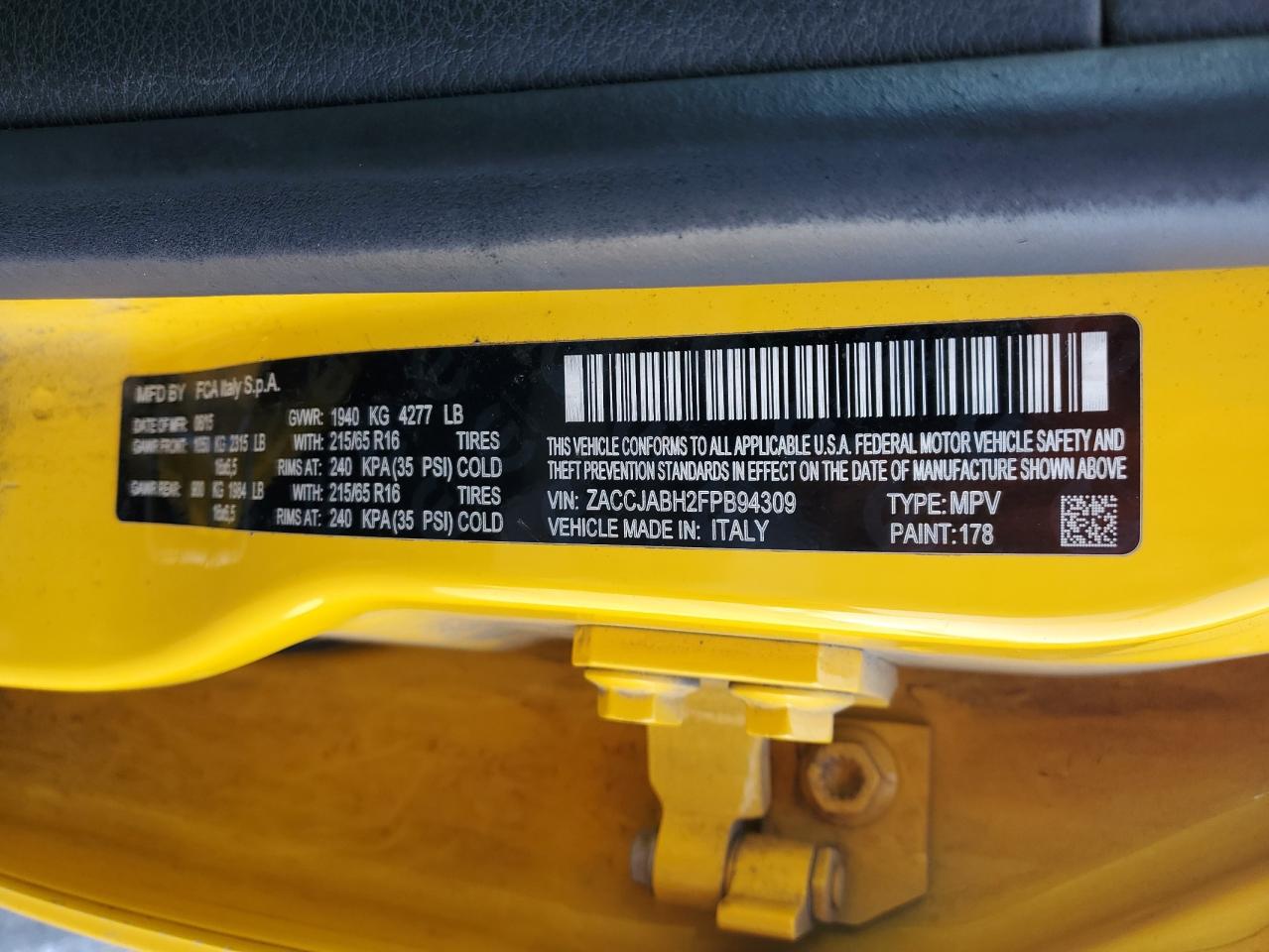 ZACCJABH2FPB94309 2015 Jeep Renegade Latitude