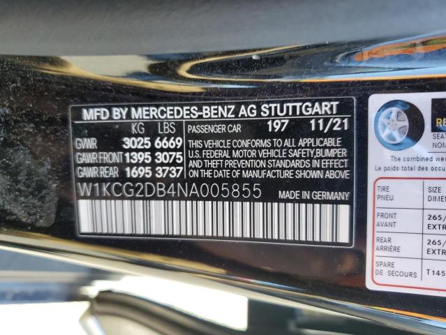 2022 Mercedes-Benz Eqs Sedan 450+ VIN: W1KCG2DB4NA005855 Lot: 58063074