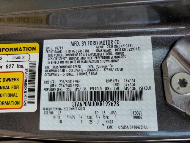 3FA6P0MU0KR192628 2019 FORD FUSION - Image 13