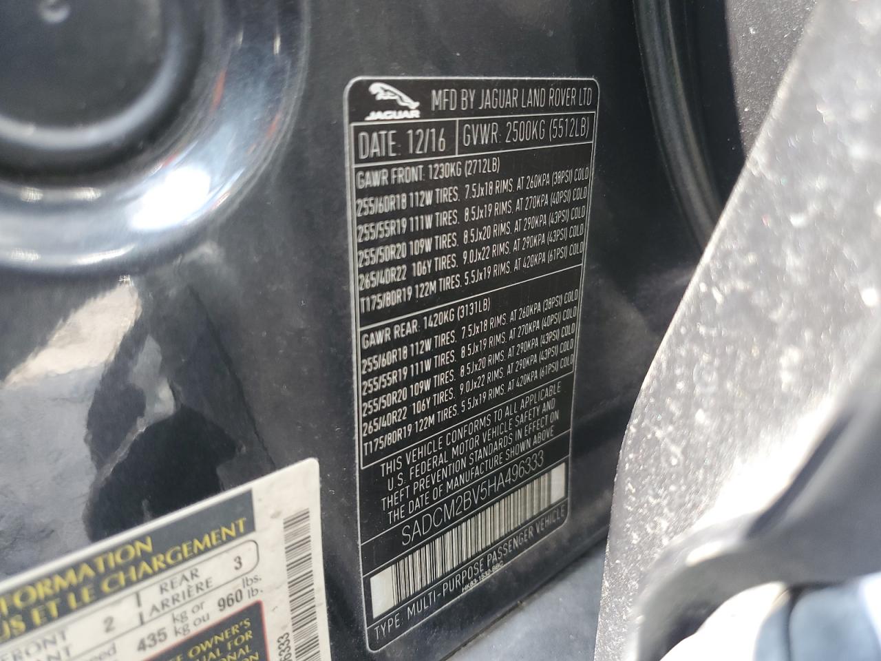 SADCM2BV5HA496333 2017 Jaguar F-Pace S