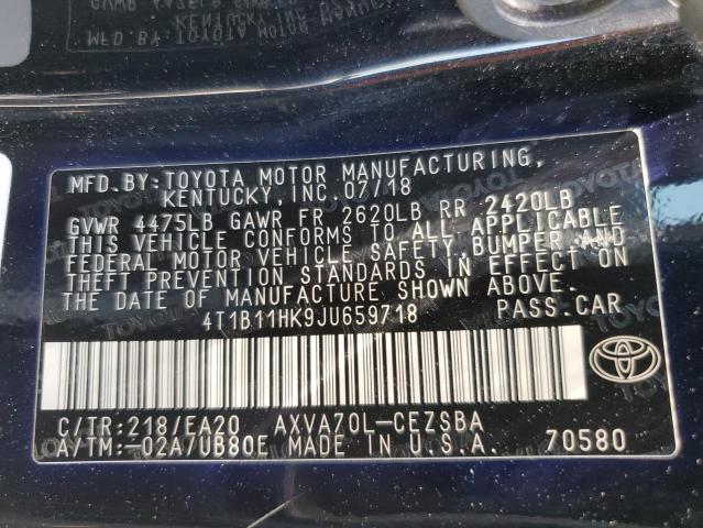 VIN 4T1B11HK9JU659718 2018 Toyota Camry, L no.12