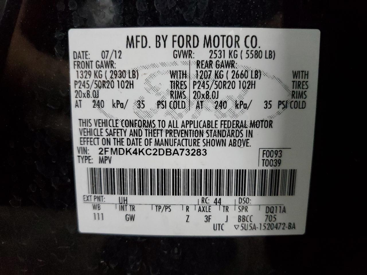 2FMDK4KC2DBA73283 2013 Ford Edge Limited