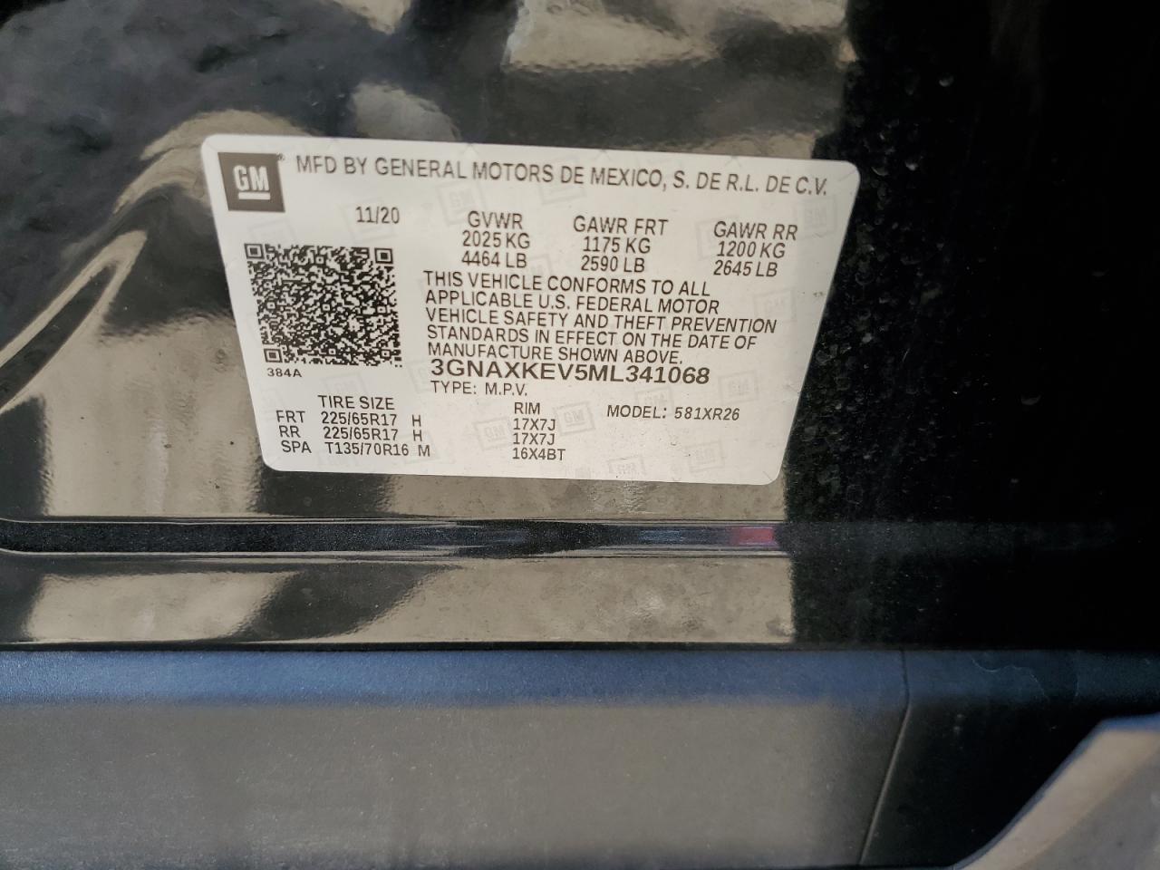 3GNAXKEV5ML341068 2021 Chevrolet Equinox Lt