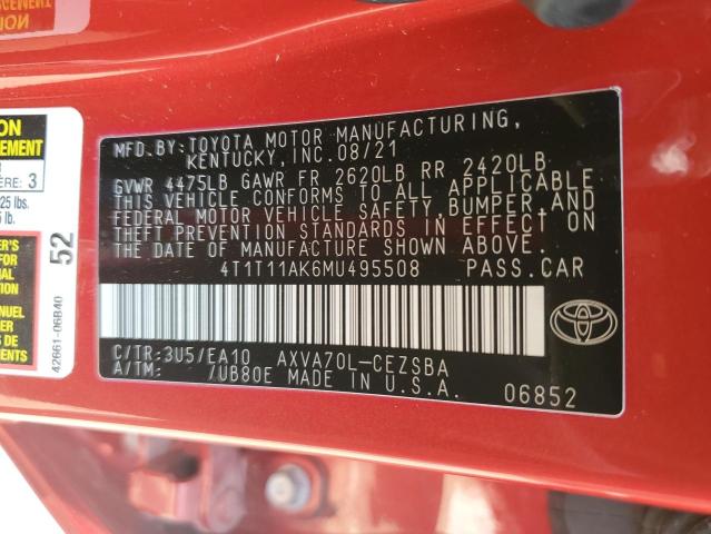 VIN 4T1T11AK6MU495508 2021 Toyota Camry, SE no.13