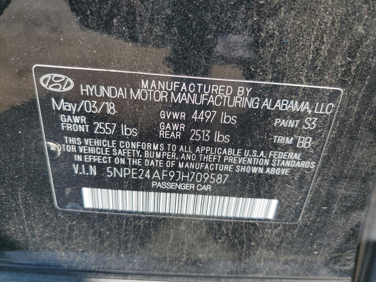 5NPE24AF9JH709587 2018 Hyundai Sonata Se