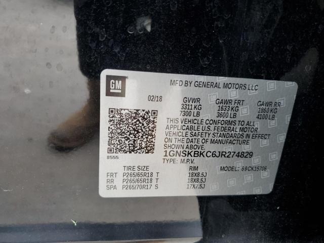 2018 Chevrolet Tahoe K1500 Lt VIN: 1GNSKBKC6JR274829 Lot: 59960744