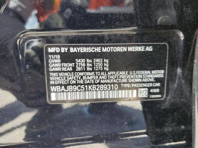 VIN WBAJB9C51KB289310 2019 BMW 5 Series, M550XI no.12