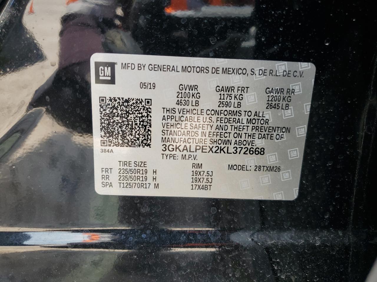 3GKALPEX2KL372668 2019 GMC Terrain Slt