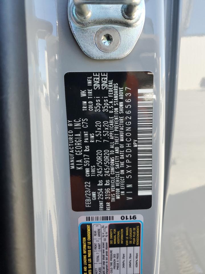 5XYP5DHC0NG265637 2022 Kia Telluride Sx