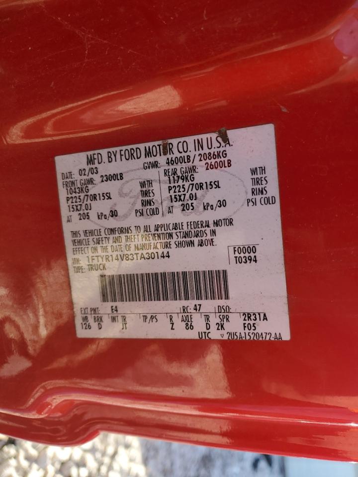 1FTYR14V83TA30144 2003 Ford Ranger Super Cab