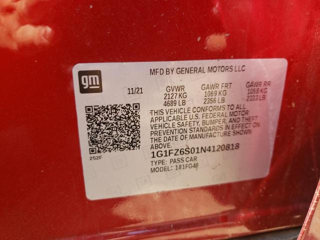 2022 Chevrolet Bolt Euv Premier VIN: 1G1FZ6S01N4120818 Lot: 59581434