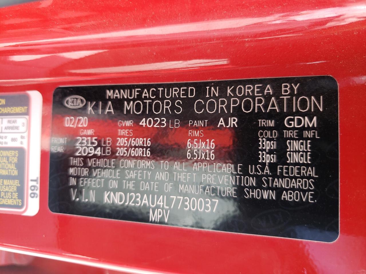 KNDJ23AU4L7730037 2020 Kia Soul Lx