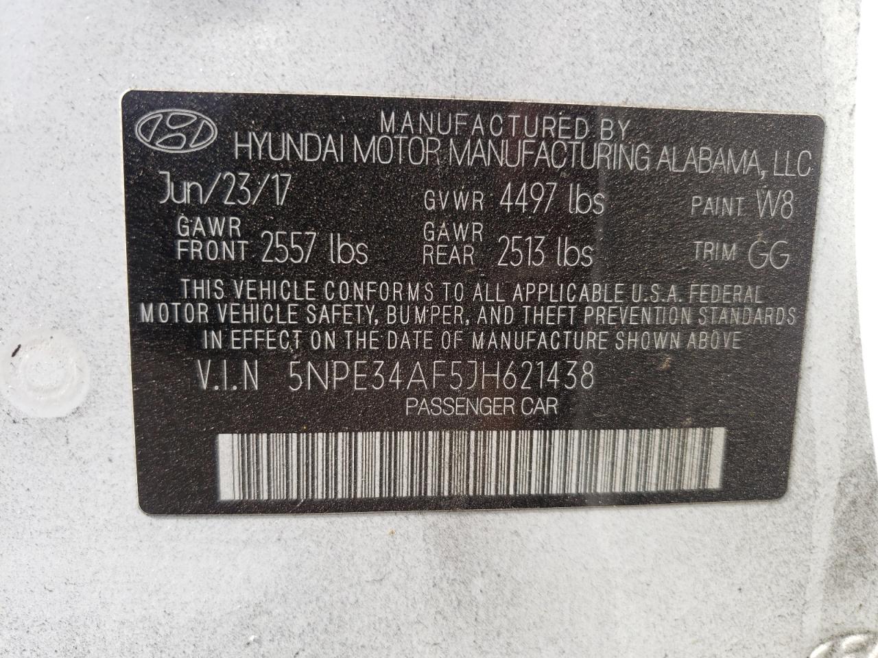 5NPE34AF5JH621438 2018 Hyundai Sonata Sport