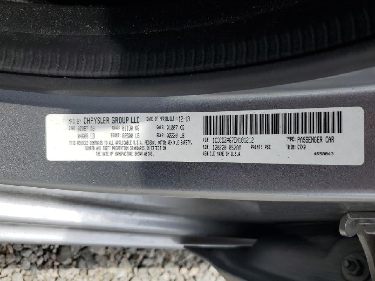 1C3CDZAG7EN181212 2014 Dodge Avenger Se