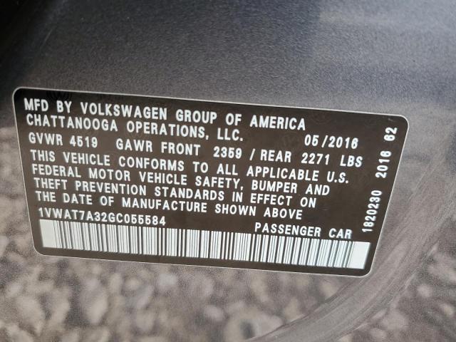 1VWAT7A32GC055584 2016 VOLKSWAGEN PASSAT - Image 12