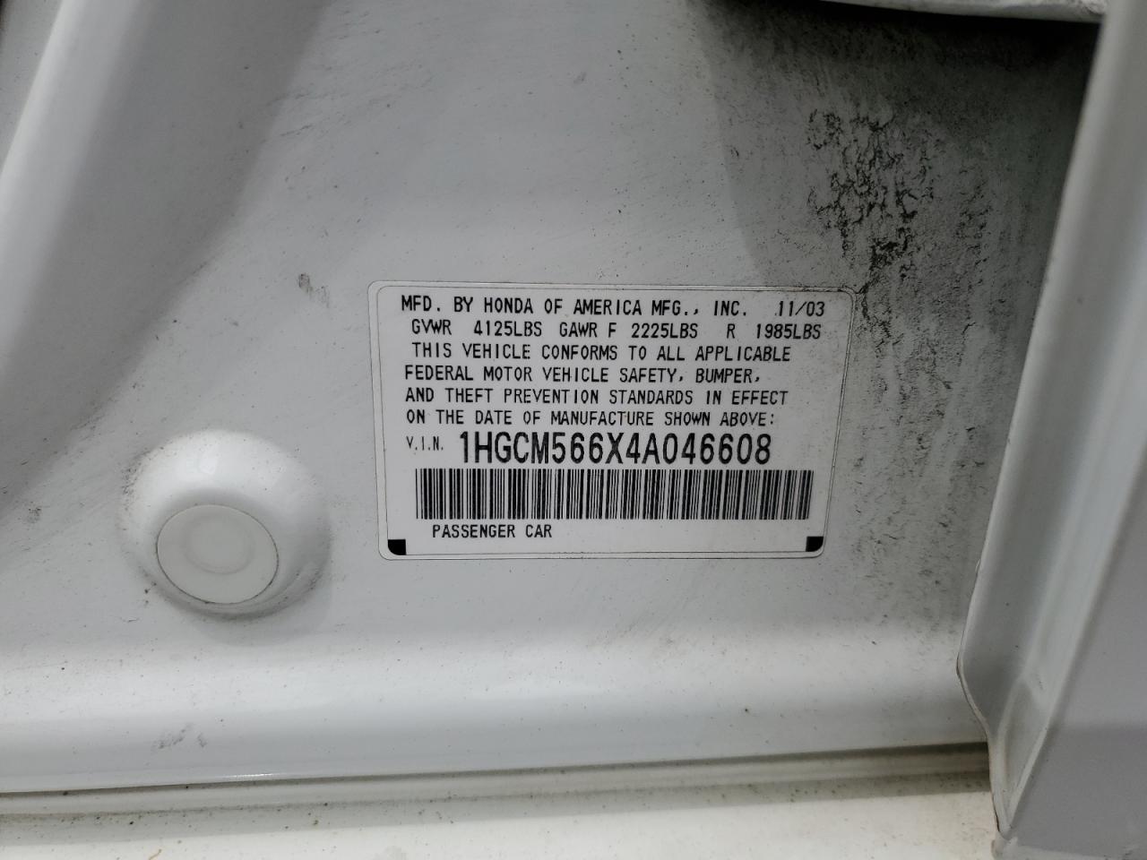 1HGCM566X4A046608 2004 Honda Accord Ex