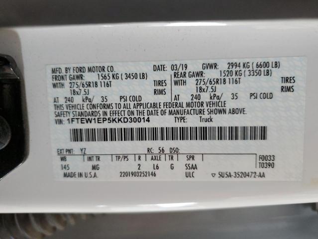 2019 Ford F150 Supercrew VIN: 1FTEW1EP5KKD30014 Lot: 56590734