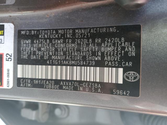 VIN 4T1G11AK8MU584739 2021 Toyota Camry, SE no.13