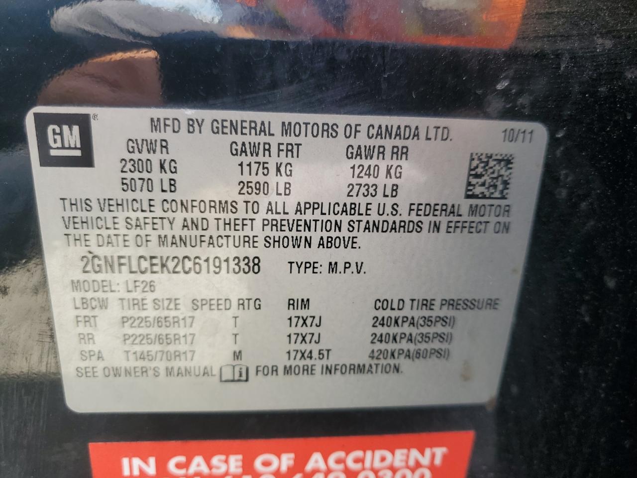 2GNFLCEK2C6191338 2012 Chevrolet Equinox Ls