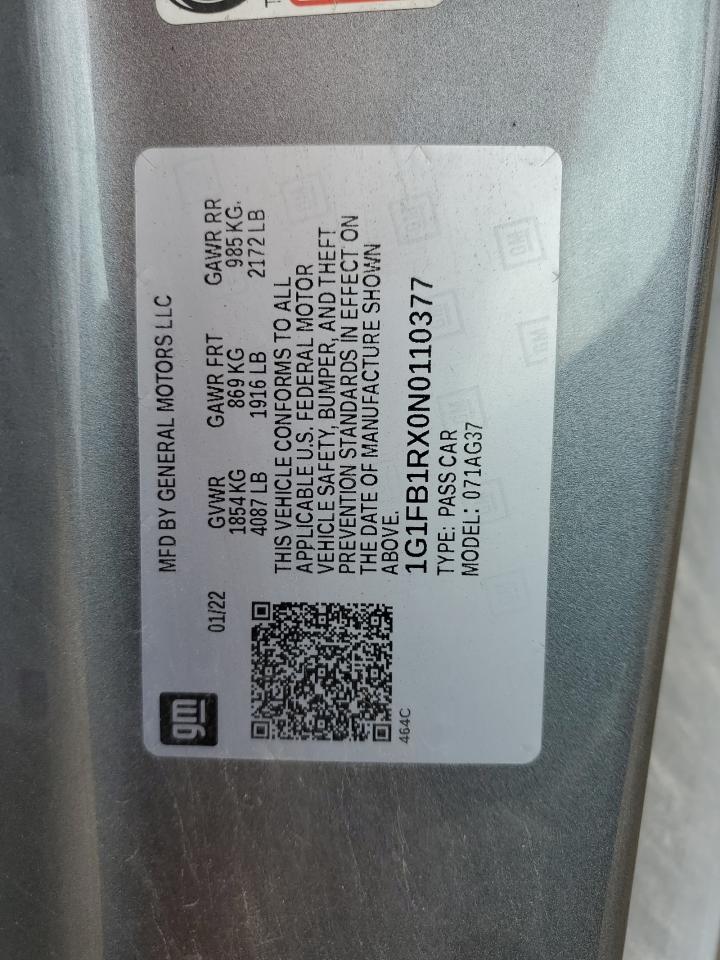 1G1FB1RX0N0110377 2022 Chevrolet Camaro Ls