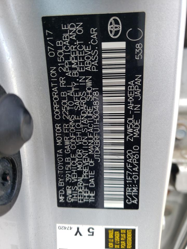 JTDKBRFU1H3048781 2017 Toyota Prius