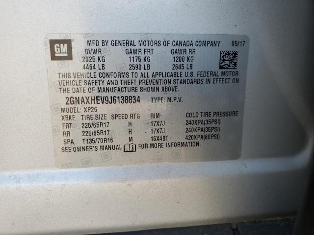 2GNAXHEV9J6138834 2018 CHEVROLET EQUINOX - Image 12