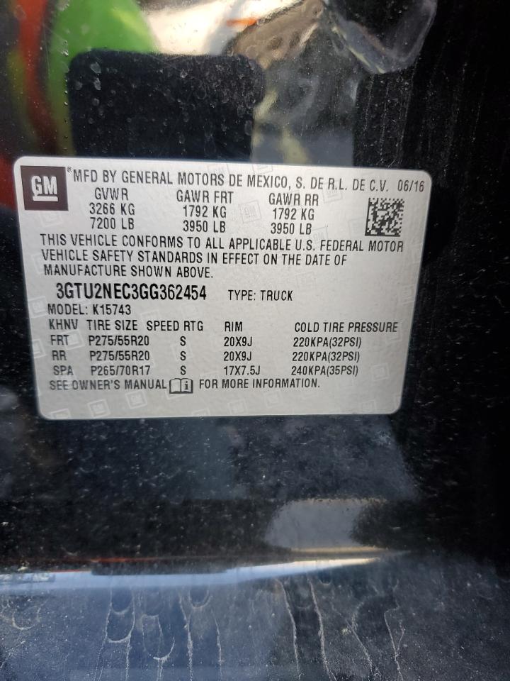 3GTU2NEC3GG362454 2016 GMC Sierra K1500 Slt