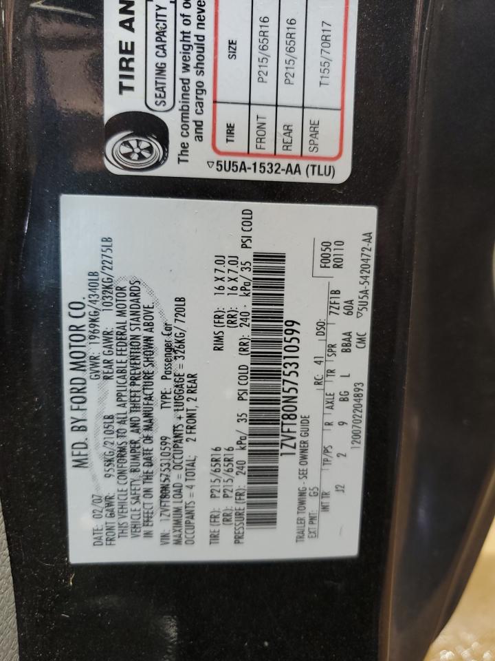1ZVFT80N575310599 2007 Ford Mustang
