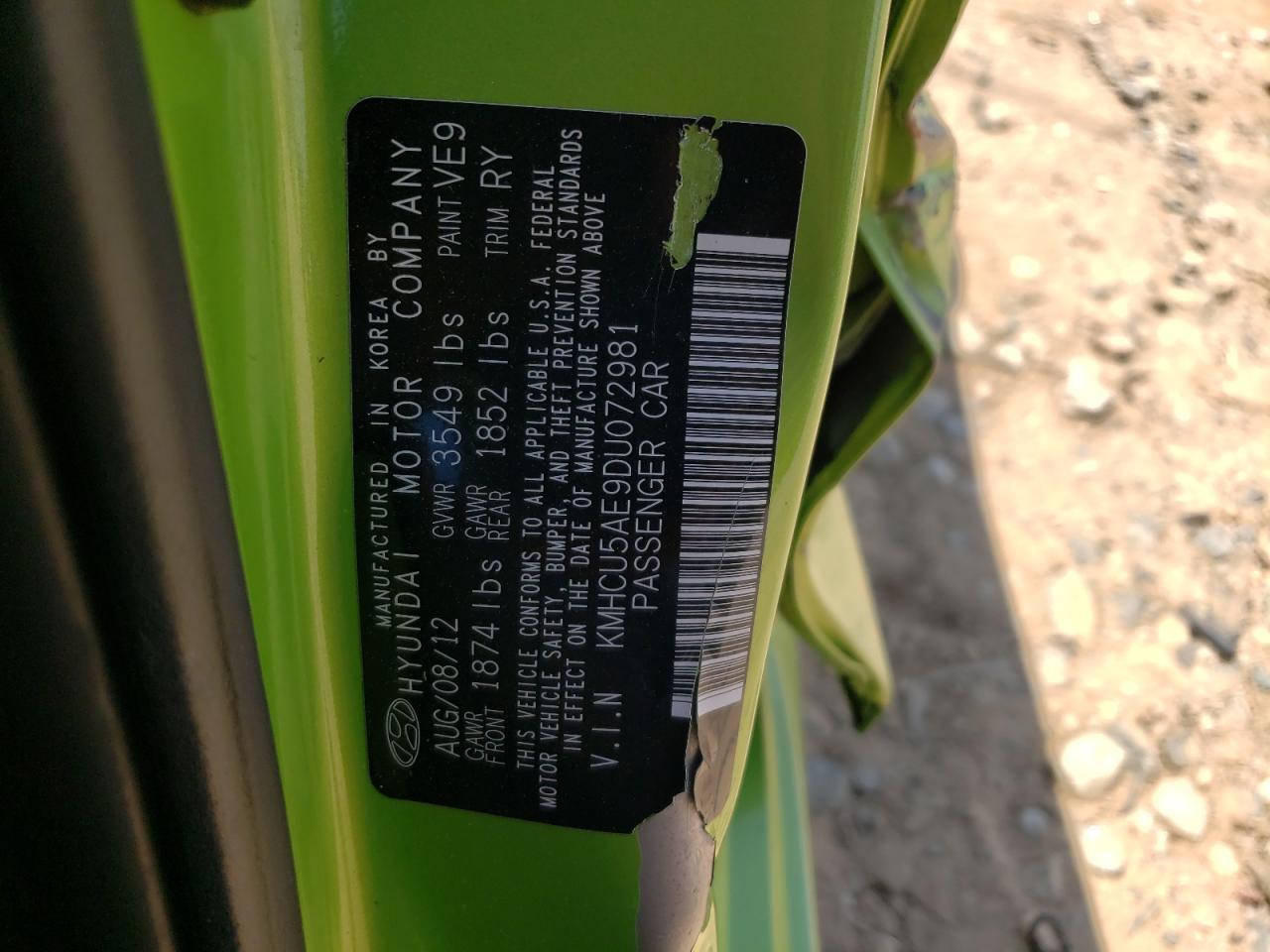 KMHCU5AE9DU072981 2013 Hyundai Accent Gls