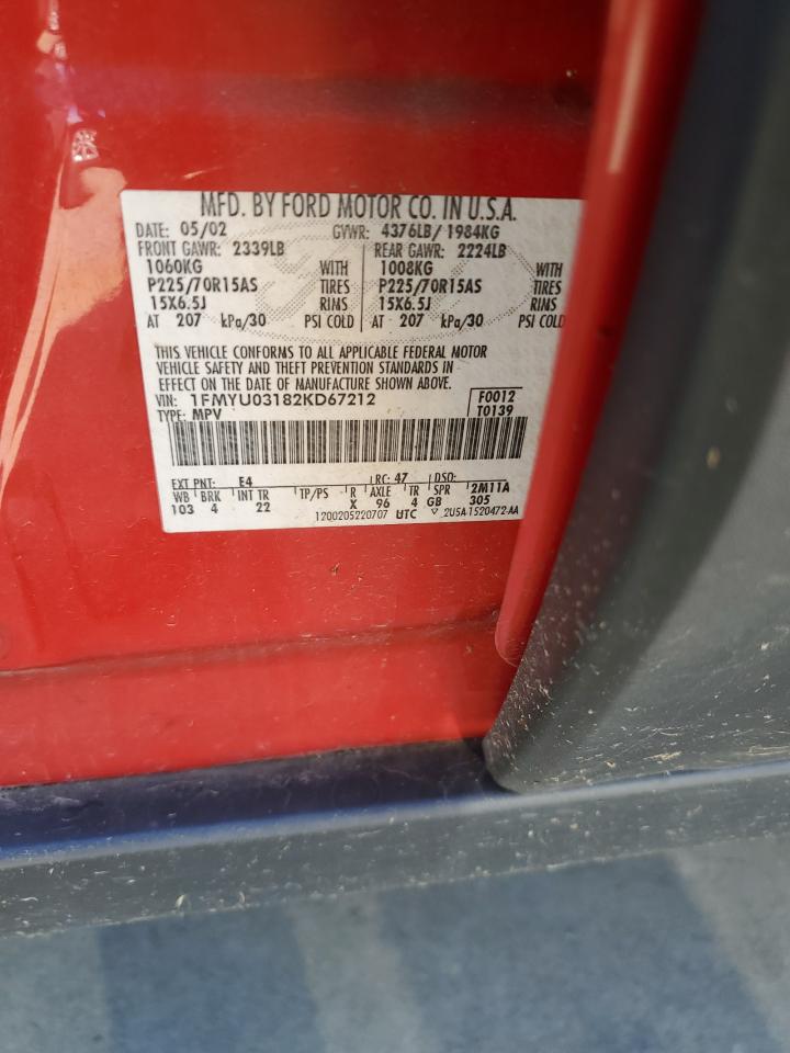 1FMYU03182KD67212 2002 Ford Escape Xlt