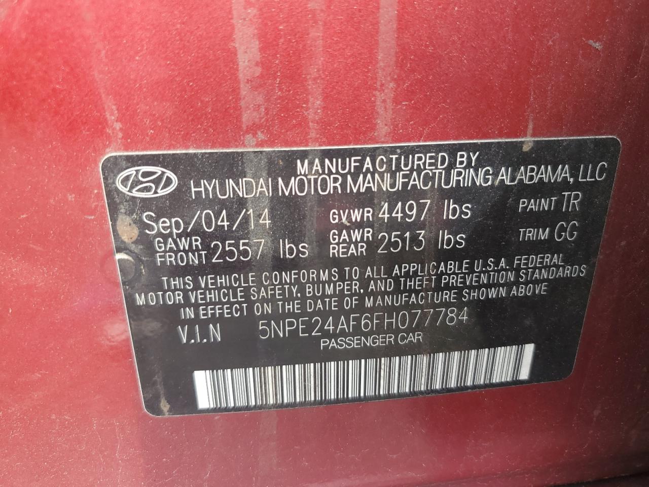 5NPE24AF6FH077784 2015 Hyundai Sonata Se