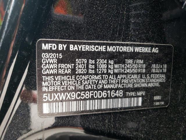 2015 BMW X3 xDrive28I VIN: 5UXWX9C58F0D61648 Lot: 57508704