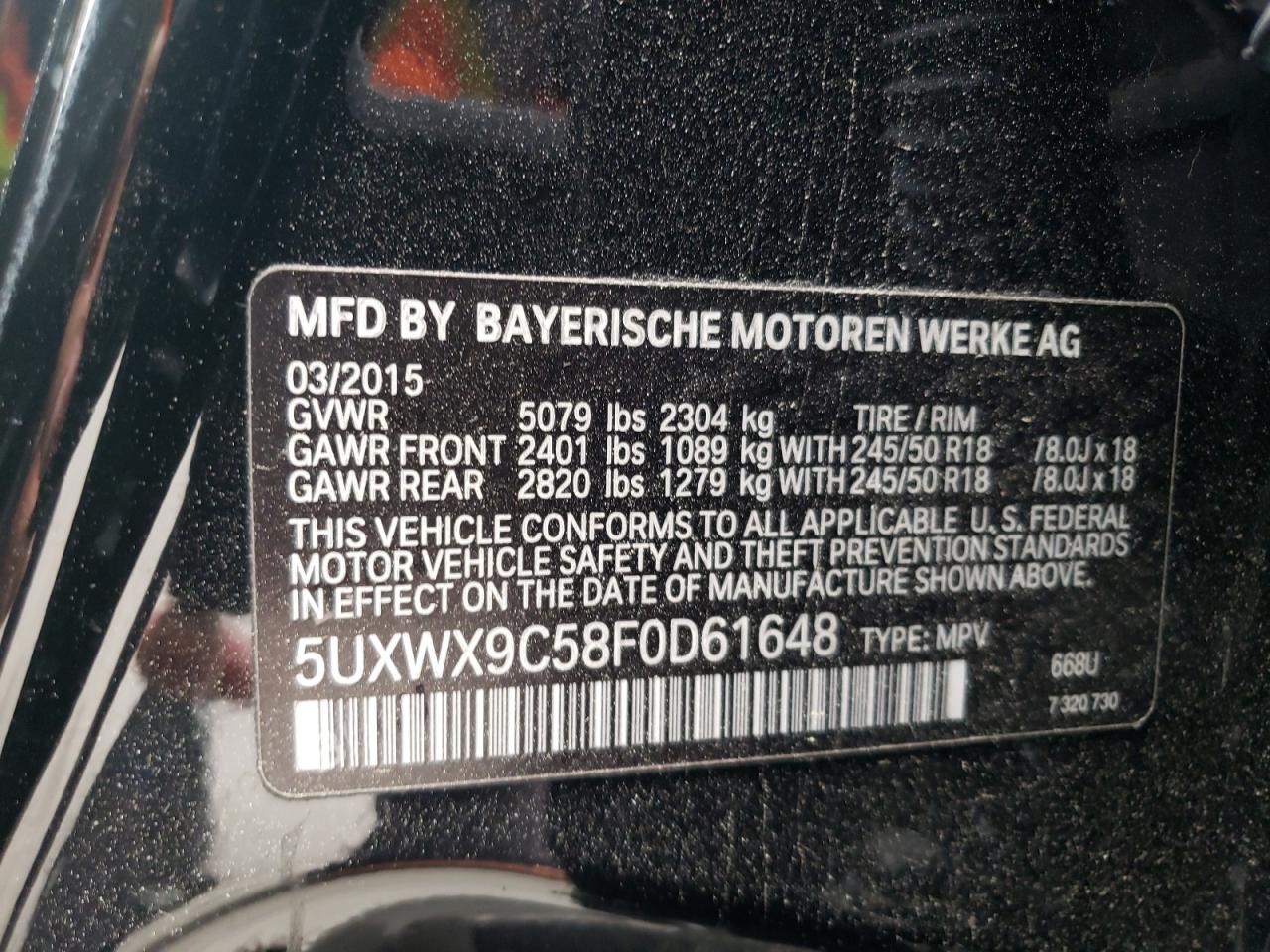 5UXWX9C58F0D61648 2015 BMW X3 xDrive28I