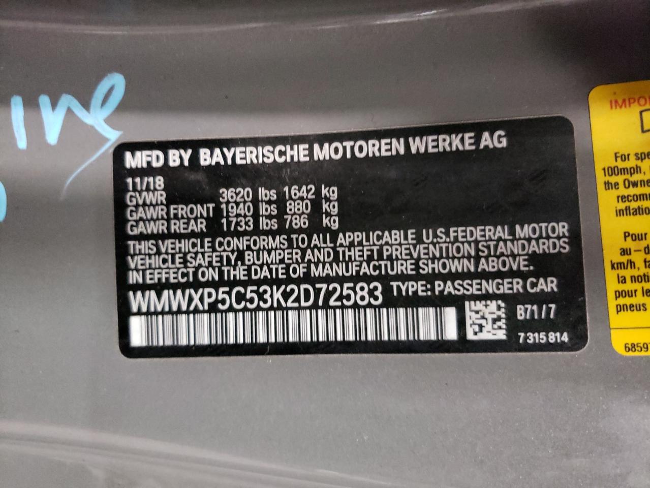 WMWXP5C53K2D72583 2019 Mini Cooper