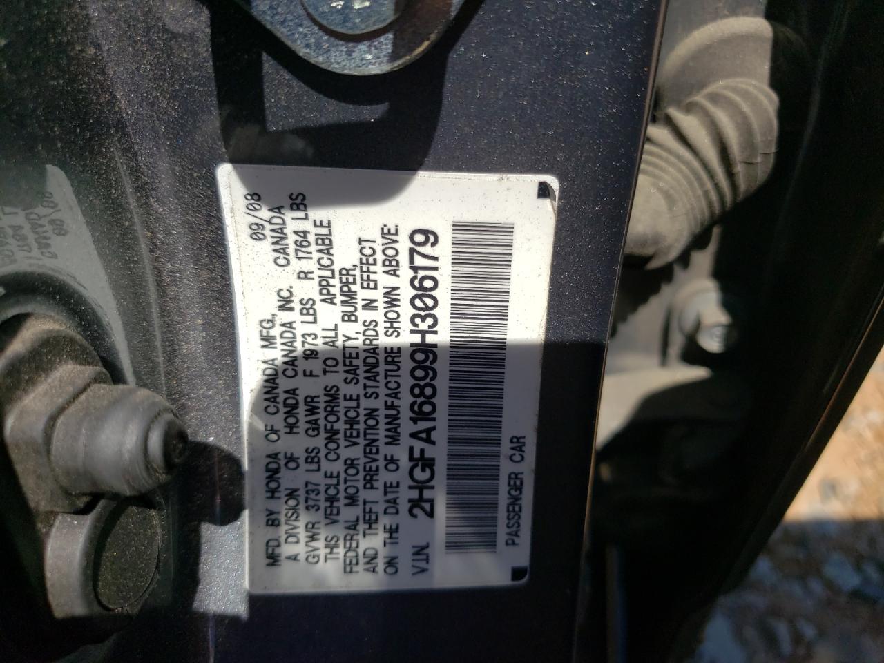 2HGFA16899H306179 2009 Honda Civic Ex