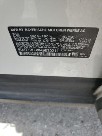 2021 BMW X3 Sdrive30I VIN: 5UXTY3C0XM9E20211 Lot: 58483474