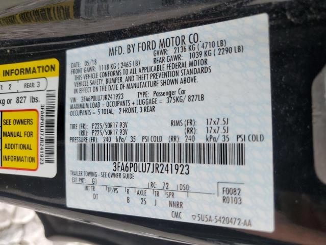 VIN 3FA6P0LU7JR241923 2018 Ford Fusion, Se Hybrid no.13