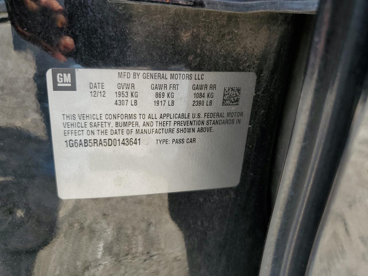 1G6AB5RA5D0143641 2013 Cadillac Ats Luxury