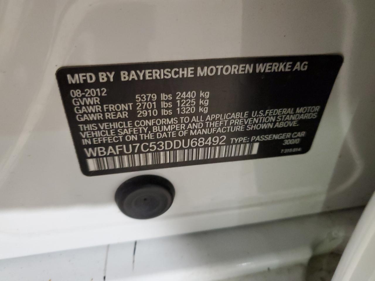 WBAFU7C53DDU68492 2013 BMW 535 Xi