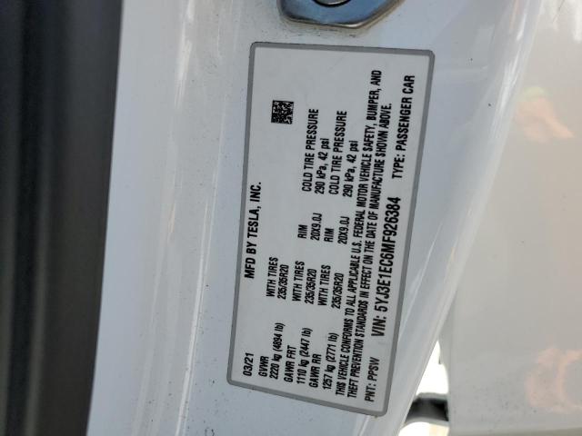 5YJ3E1EC6MF926384 2021 Tesla Model 3