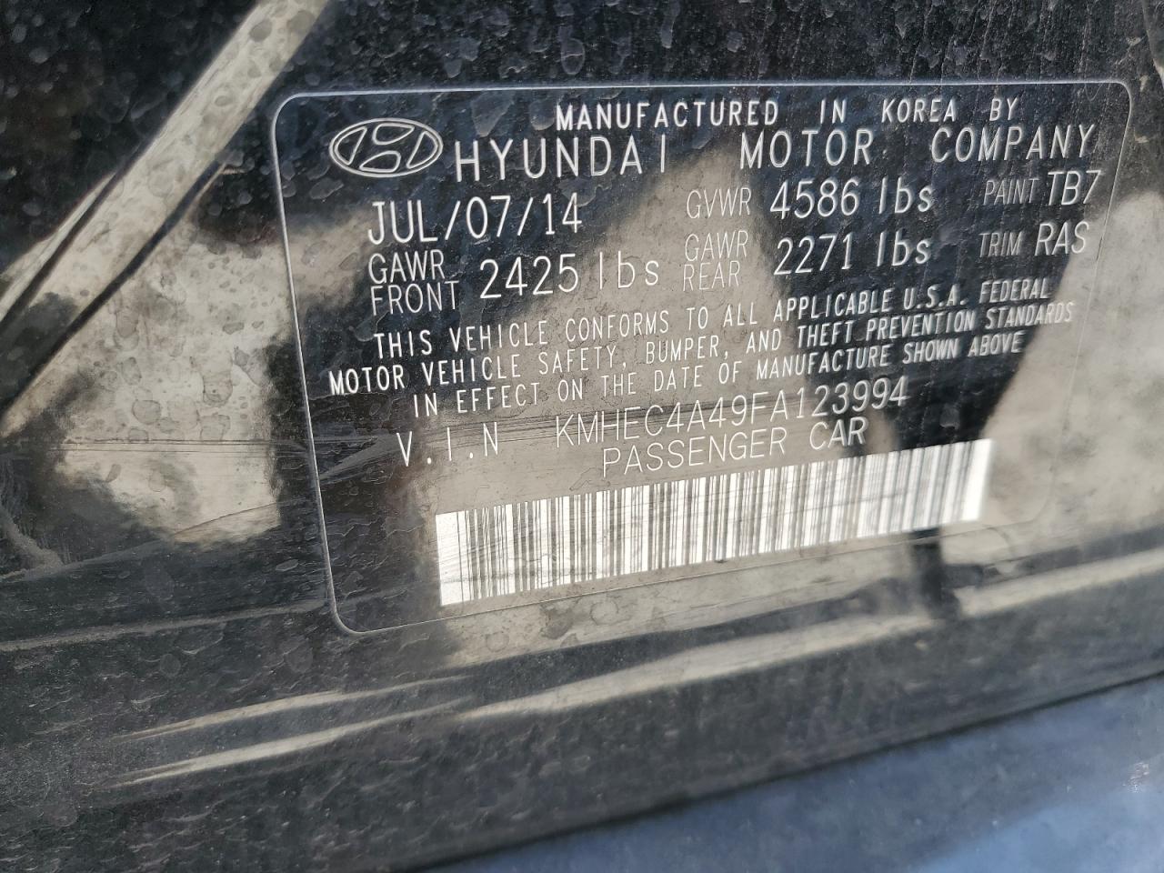 2015 Hyundai Sonata Hybrid vin: KMHEC4A49FA123994