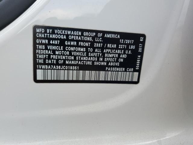 2018 Volkswagen Passat Se VIN: 1VWBA7A36JC019351 Lot: 54496424